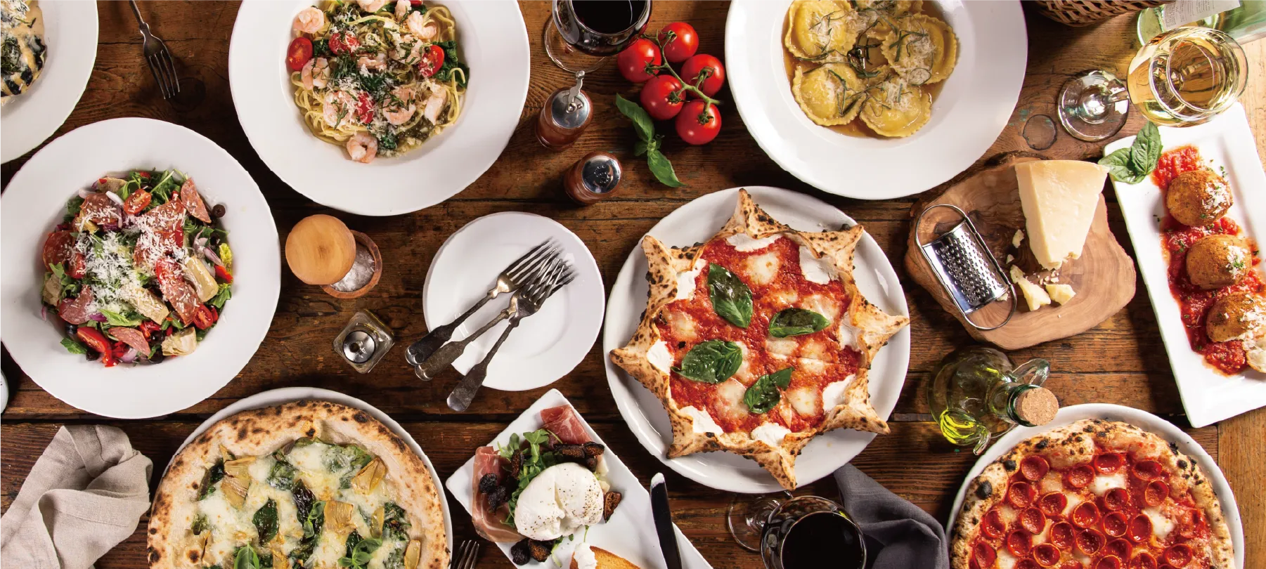 コンセプトは、店主がイタリアで観た「陽気なイタリア食堂」。
供するのは、地産地消の旬食材を使ったカジュアルなイタリア料理。